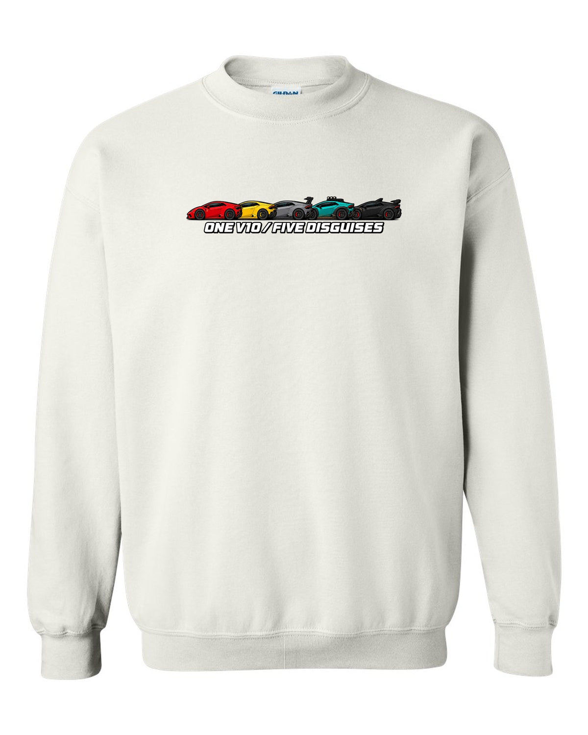 Lamborghini Huracan LP610-4 Variants Lineup white crewneck front view with the design