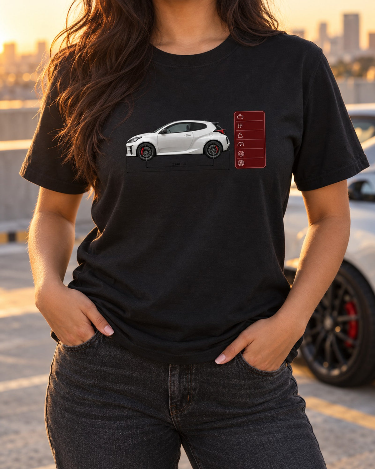 Toyota GR Yaris Circuit Package Homologation Special Poster Tee T-Shirt Black worn hero