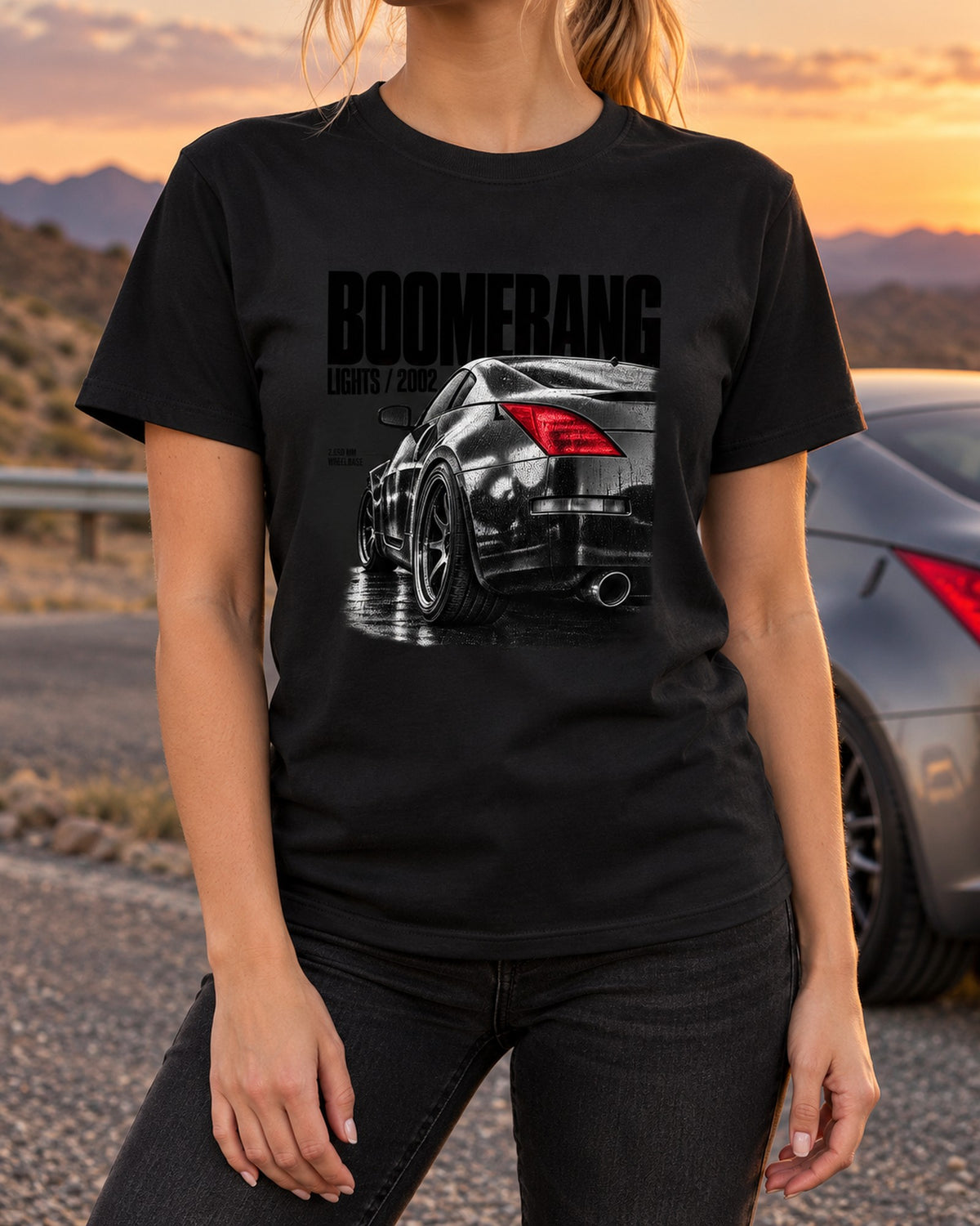 Z33 Nissan 350Z Boomerang Taillight Macro Tee, Car Show Shirt T-Shirt Black worn hero