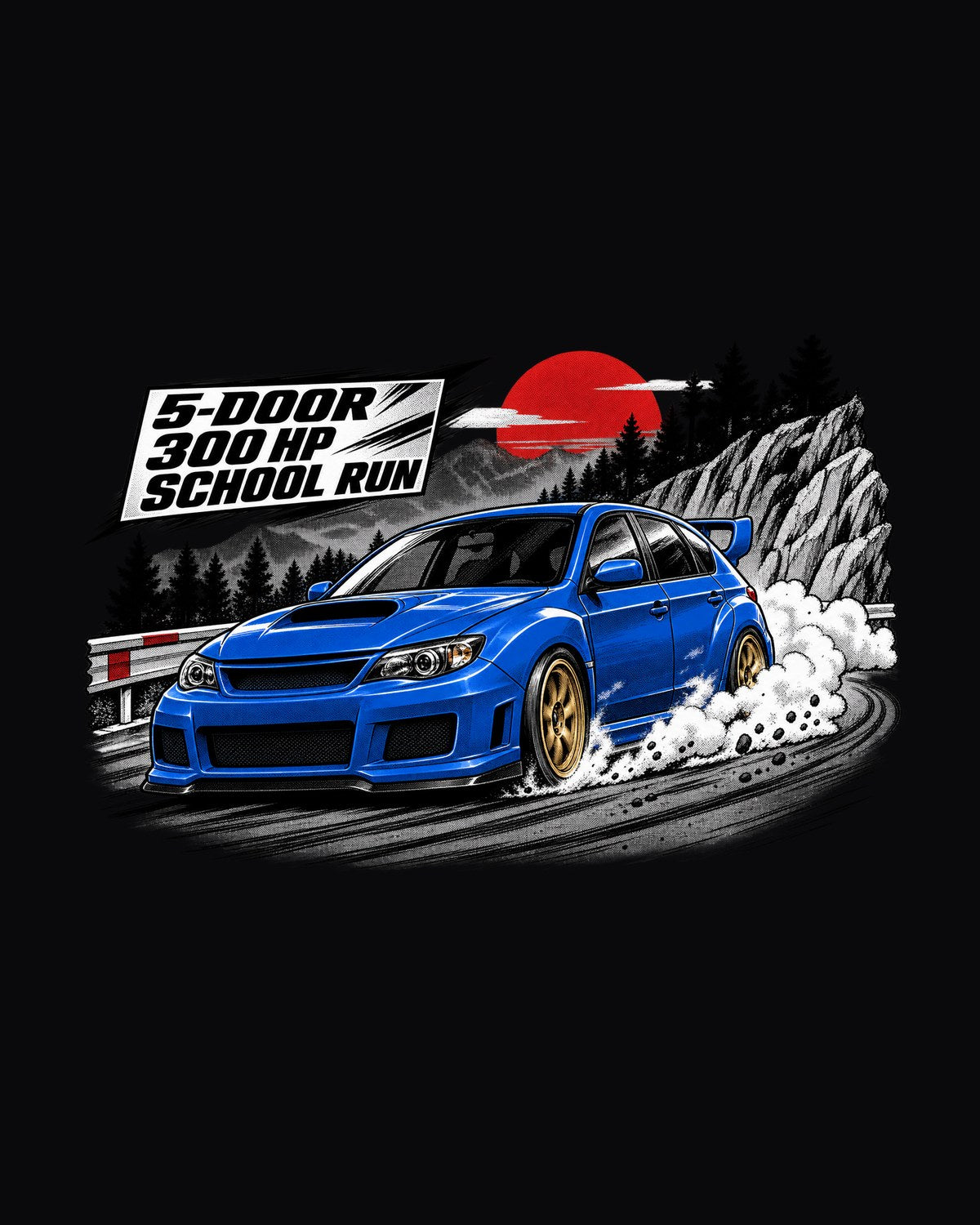 Subaru WRX STI GRB Hatchback Manga Panel Shirt, 5-Door Car Tee design only