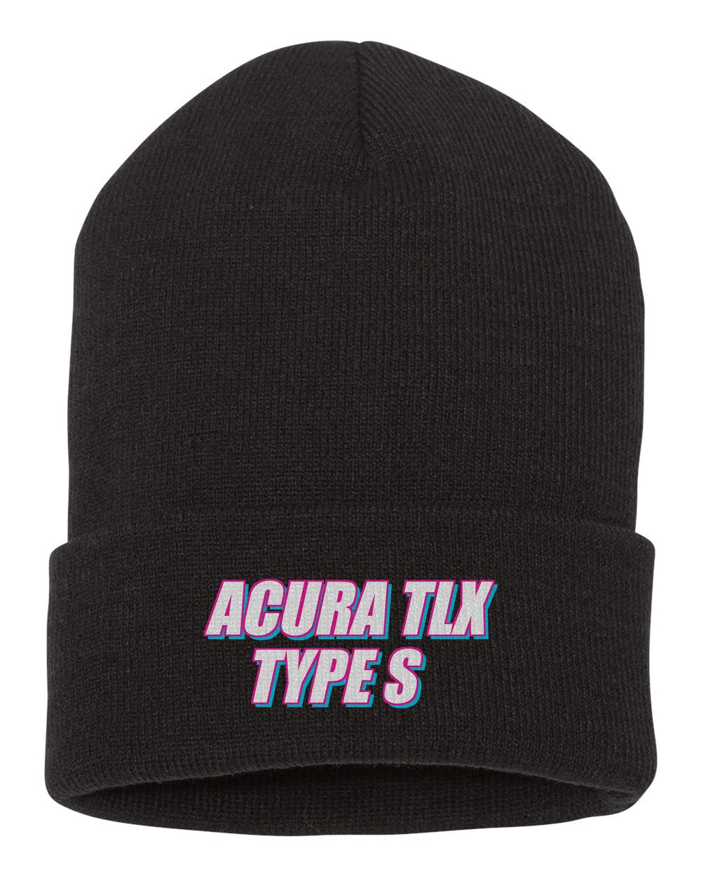 Acura Tlx Type S black beanie front view with car name