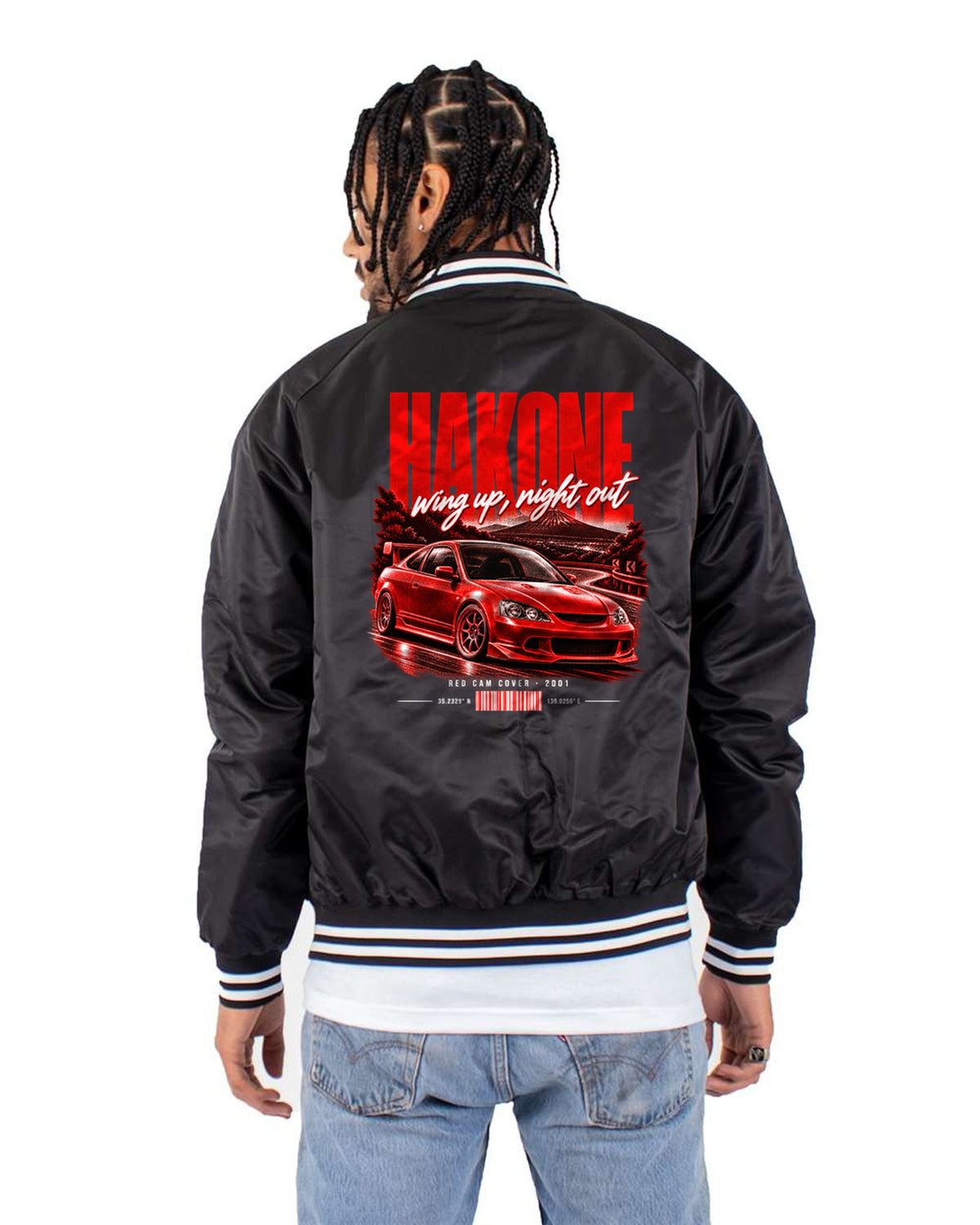 Honda Integra DC5 Type R Hakone Wing Up Street Poster Tee Bomber Jacket Black back