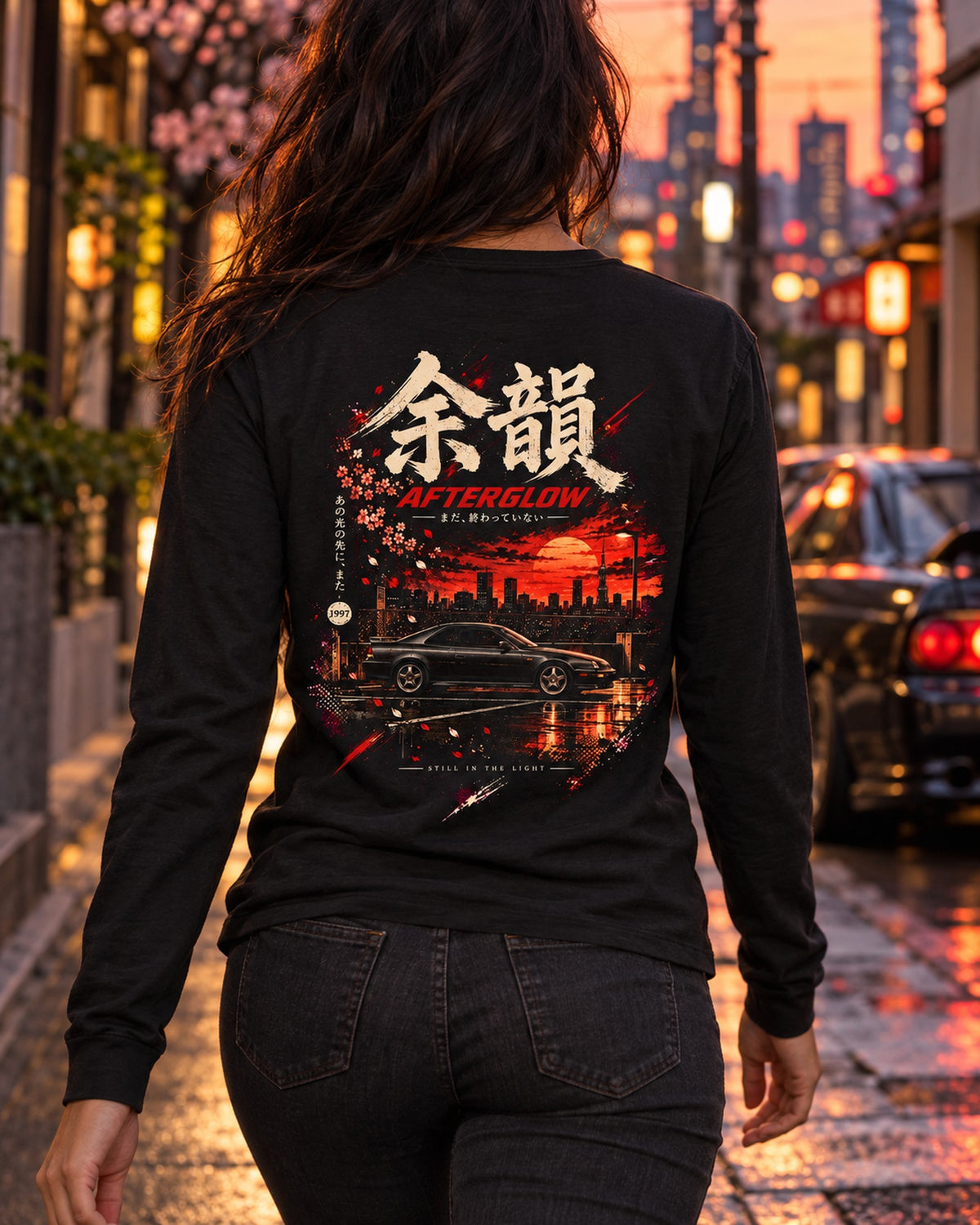 Honda Prelude BB Afterglow Shirt, Hoodie & More Long Sleeve Black worn hero