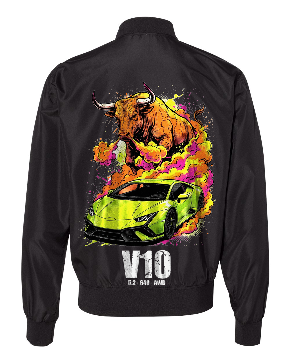 Lamborghini Huracan Bull Bomber Jacket — Black back