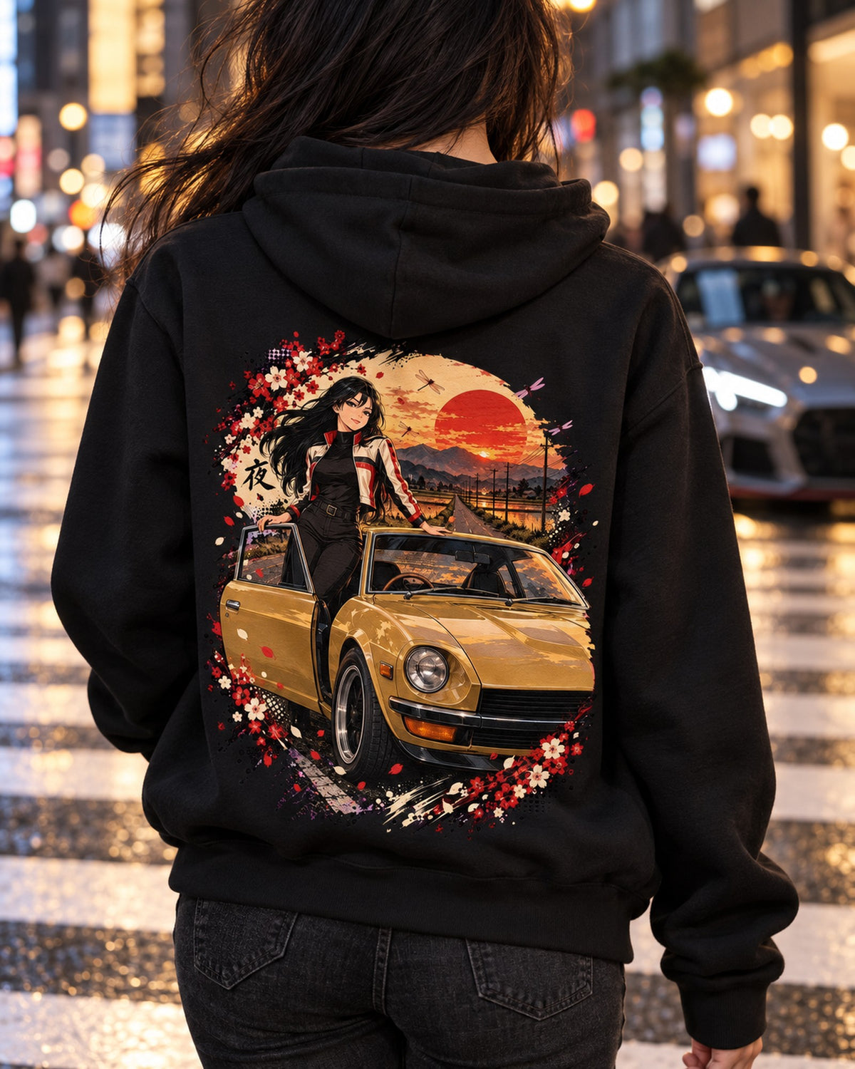 Datsun 240Z Anime Girl Shirt, Hoodie & More Pull Over Hoodie Black worn hero