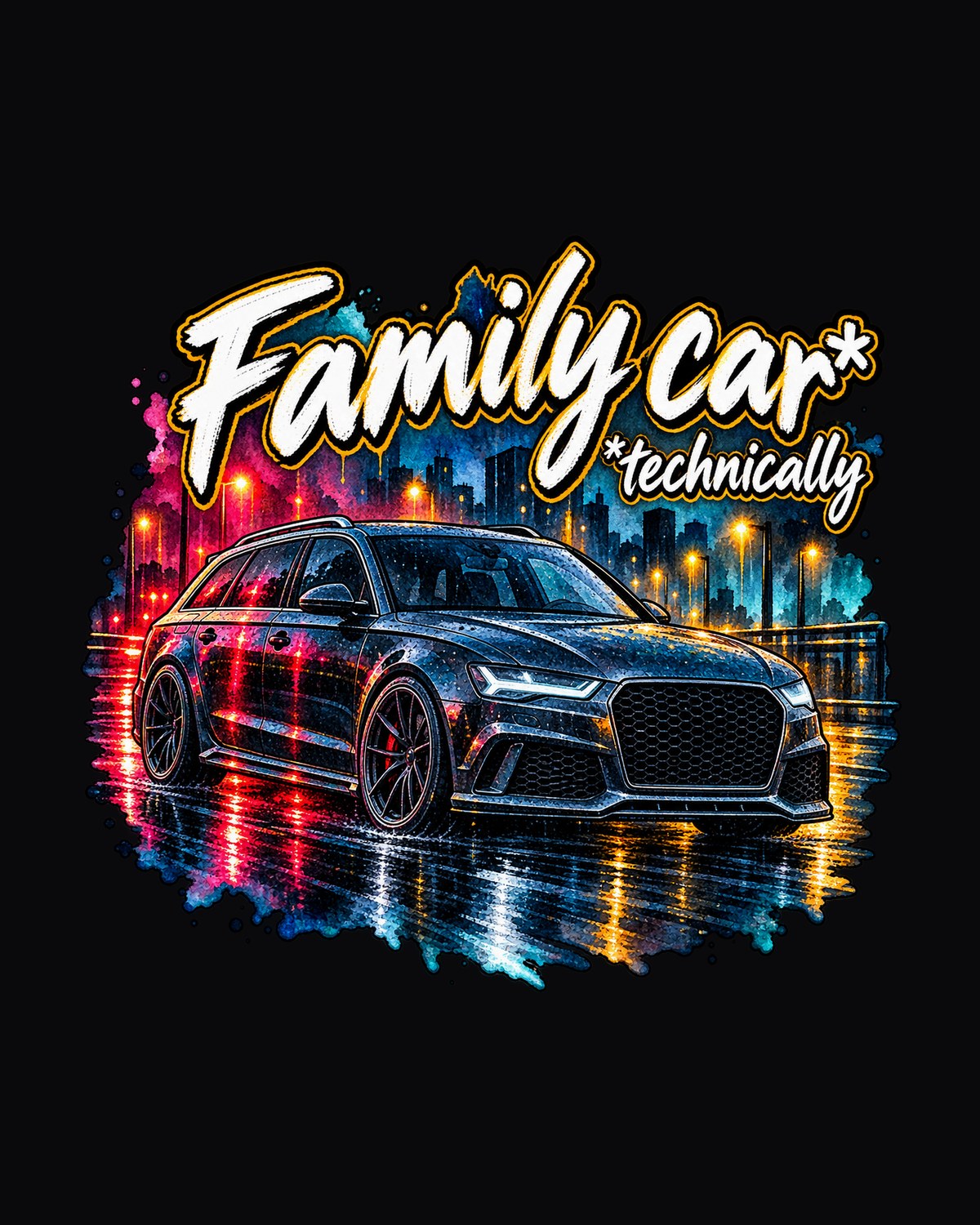 Audi RS6 Avant C7 4G Watercolour Wet Road Night Shirt, Sleeper design only