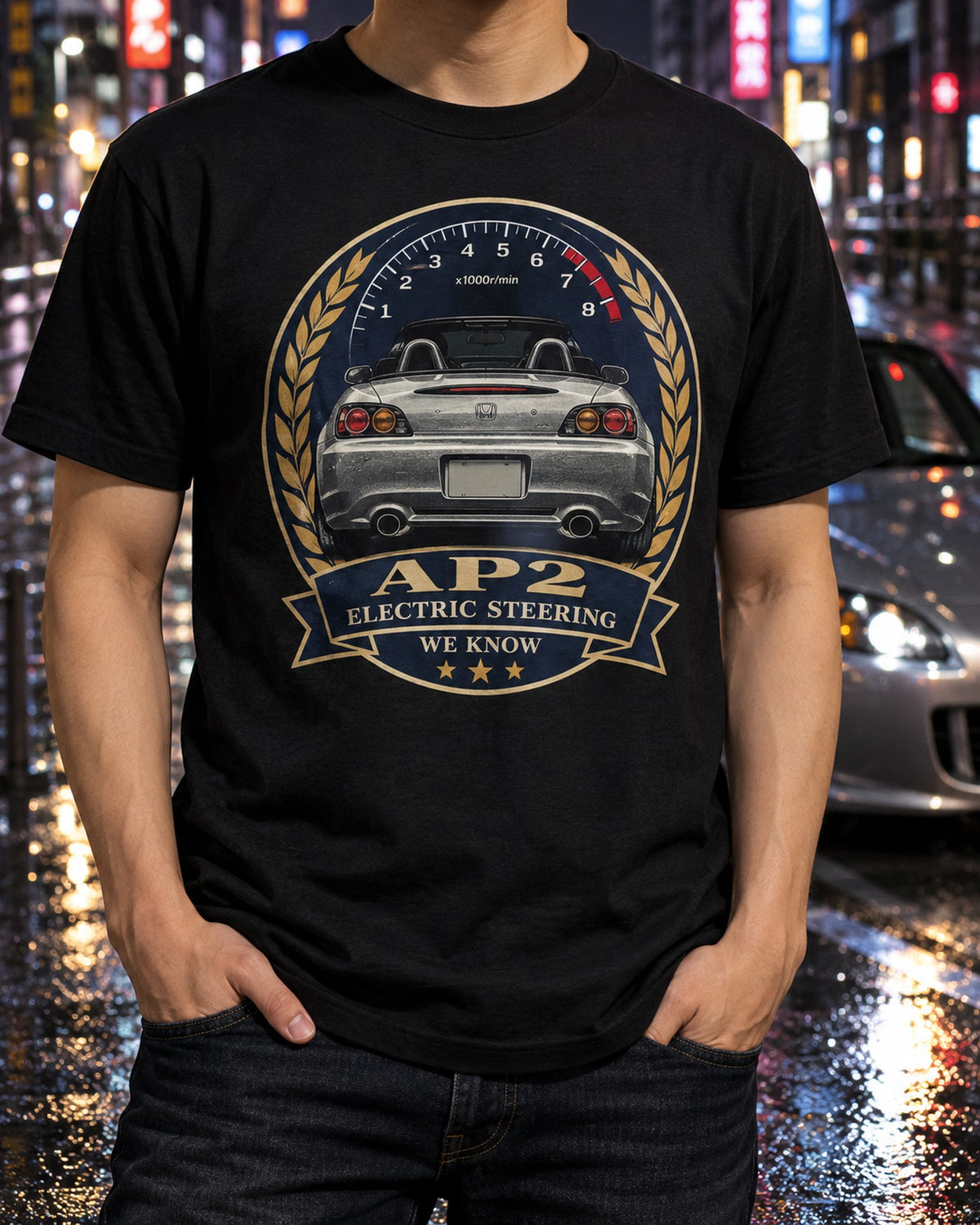Honda S2000 AP2 Electric Steering Crest Shirt, We Know T-Shirt Black worn hero