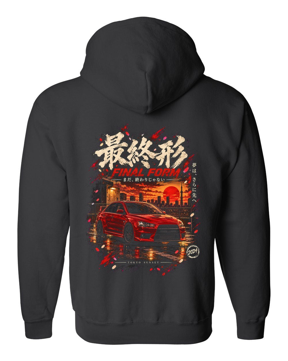 Mitsubishi Lancer Evo X Zip Hoodie Black back