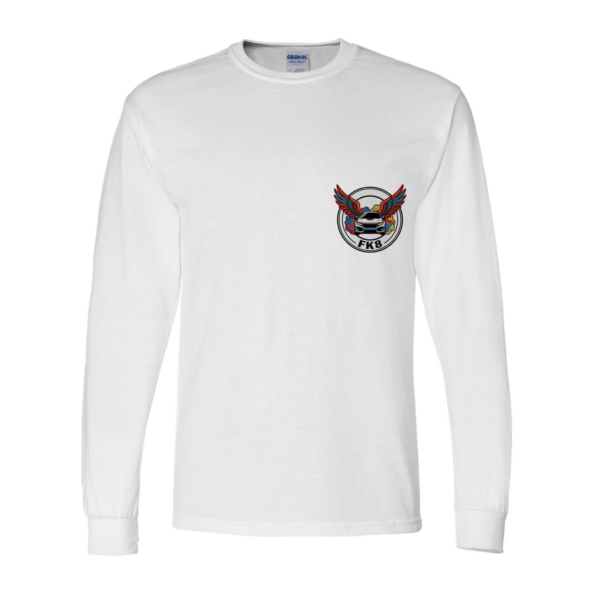 Honda Civic Type R Wings Long Sleeve T-Shirt — White front emblem