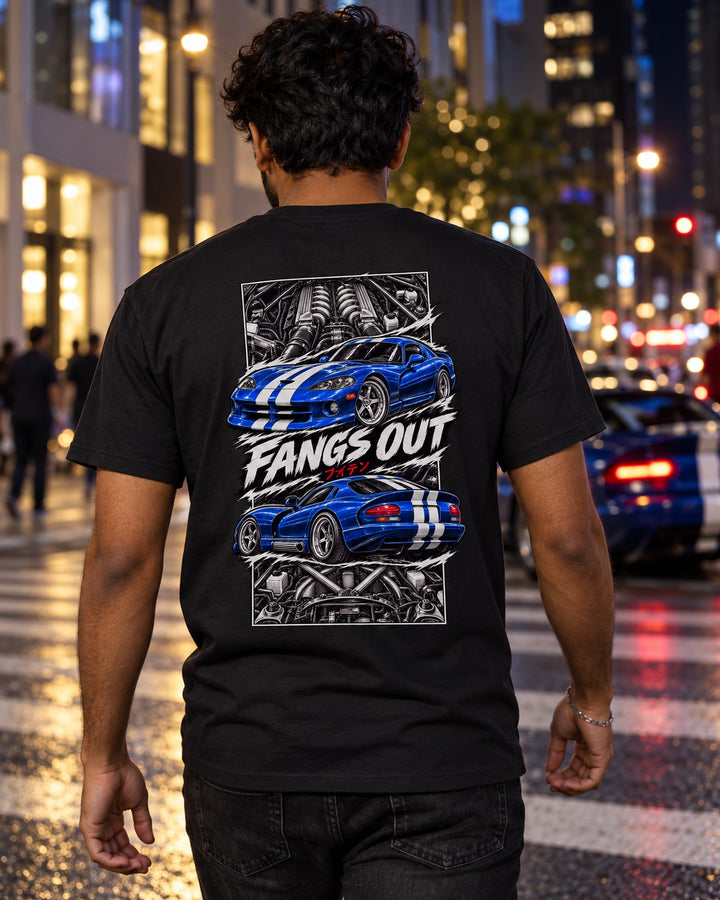 Dodge Viper Torn Poster Full-Back Graphic Tee T-Shirt Black worn hero