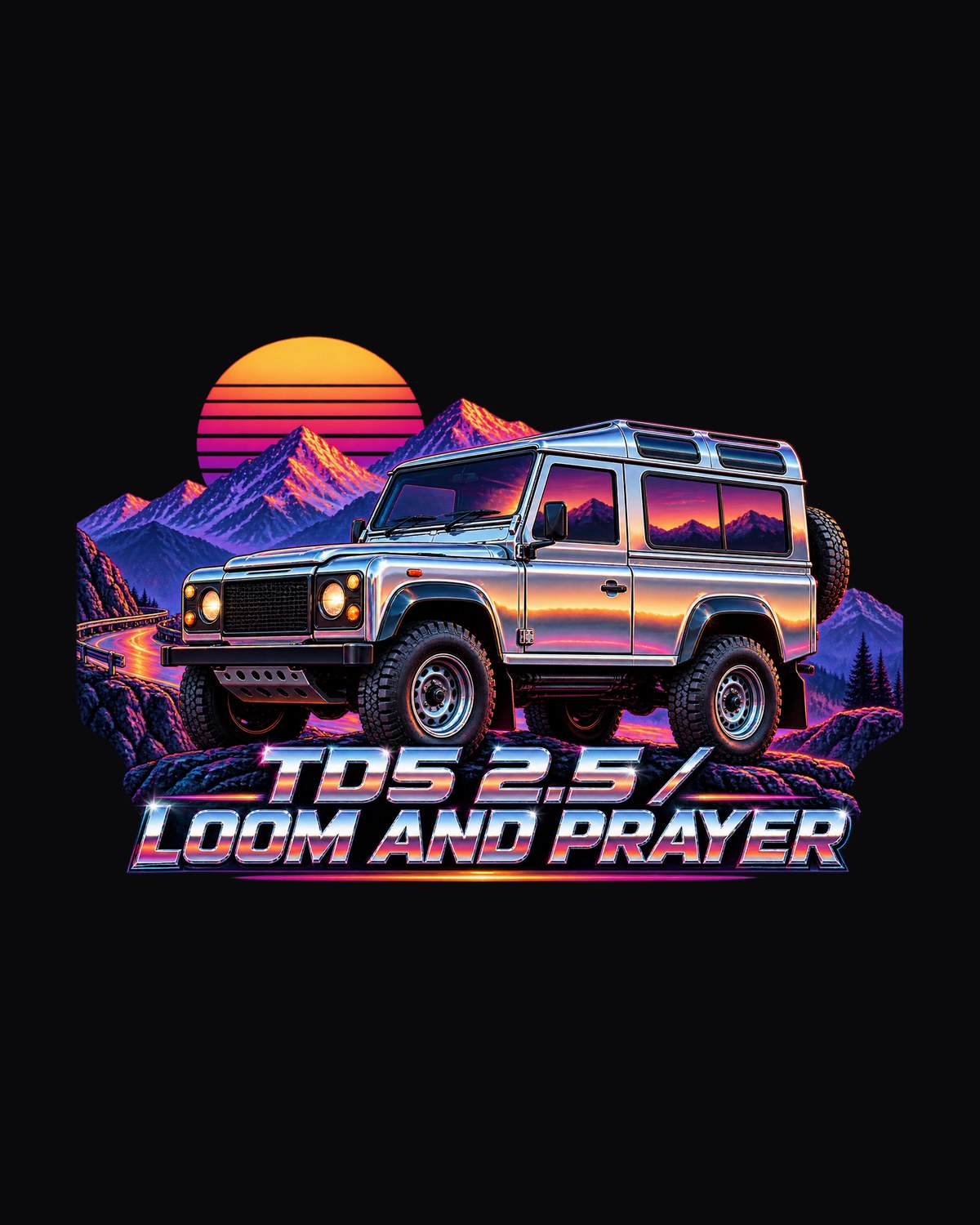 Land Rover Defender 110 Td5 Sunset Chrome Mountain Pass Shirt design only