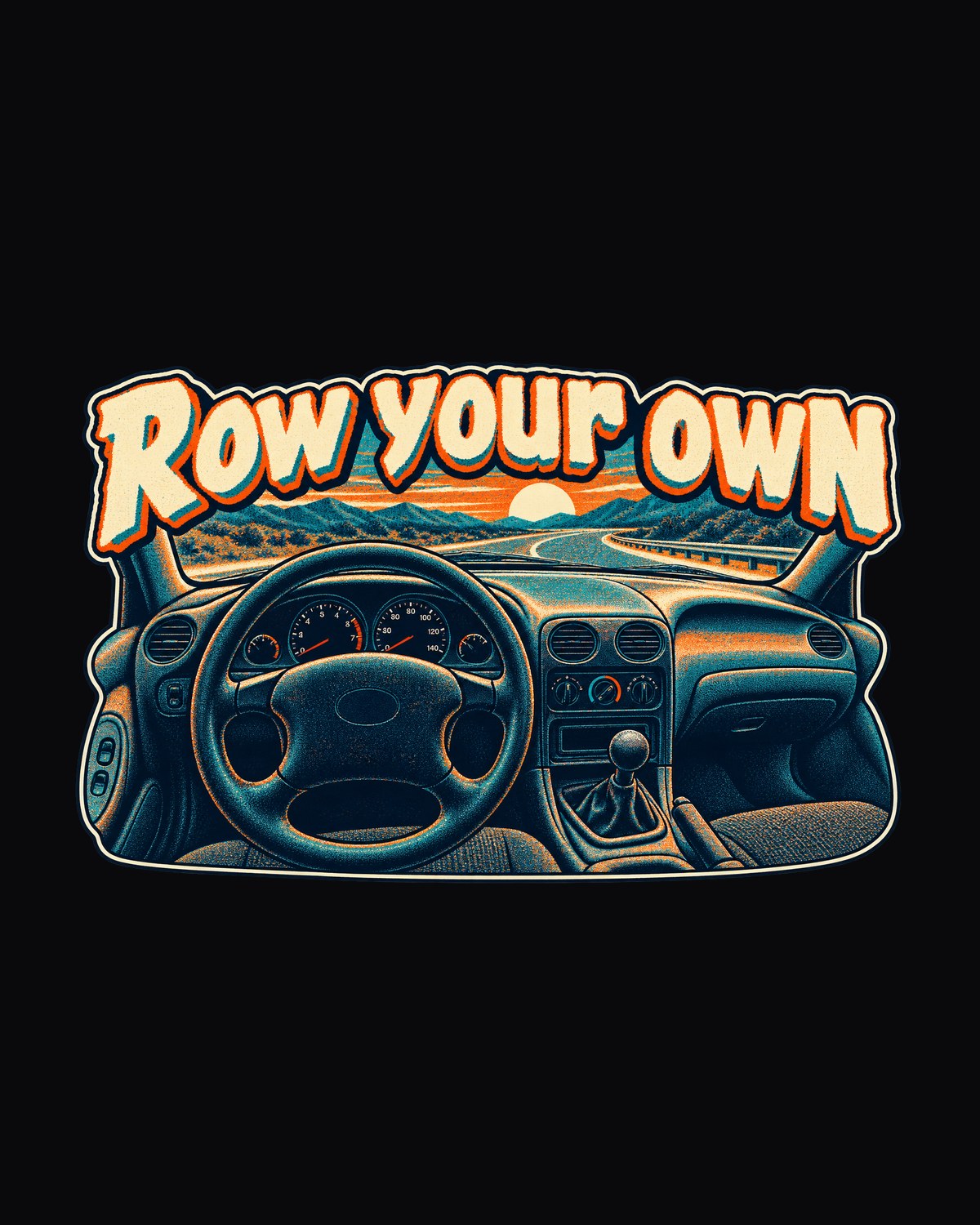 Ford Mustang SN95 Row Your Own Halftone Shirt, Manual Gift design only