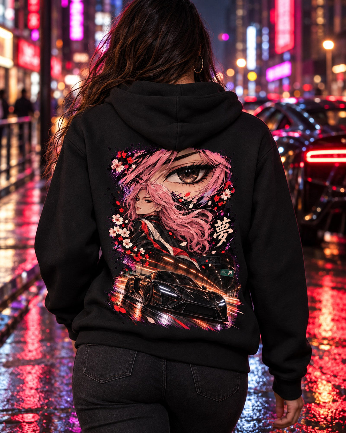 Rimac Nevera Anime Girl Shirt, Hoodie & More Pull Over Hoodie Black worn hero