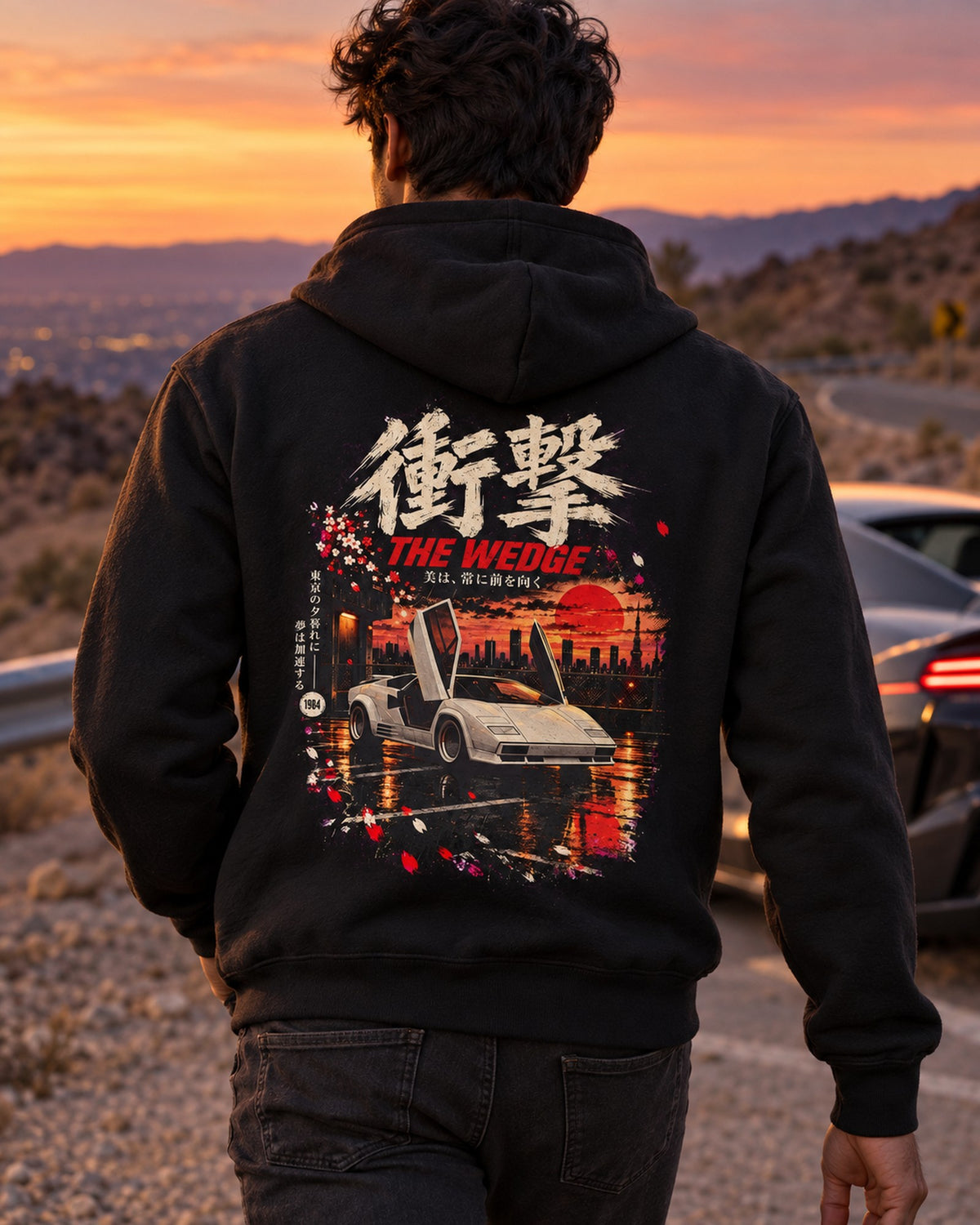 Lamborghini Countach The Wedge Shirt, Hoodie & More Zip Hoodie Black worn hero