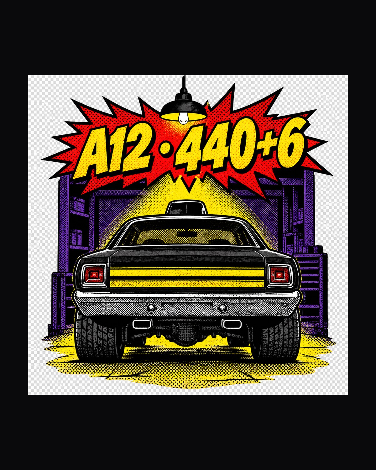 1969 Dodge Coronet Super Bee A12 Pop-Art Halftone Tee design only