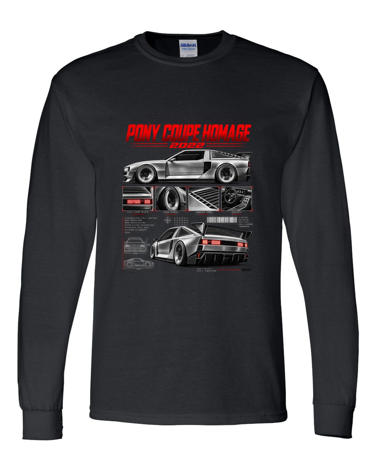Hyundai N Vision 74 Dossier black long sleeve front view with the design
