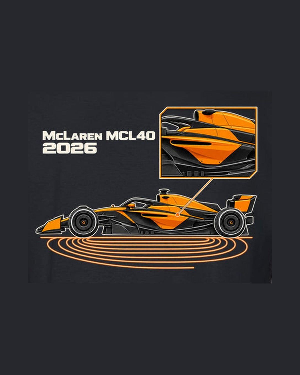 McLaren MCL40 F1 2026 Sidepod Flow Shirt, Formula 1 Fan Tee design only