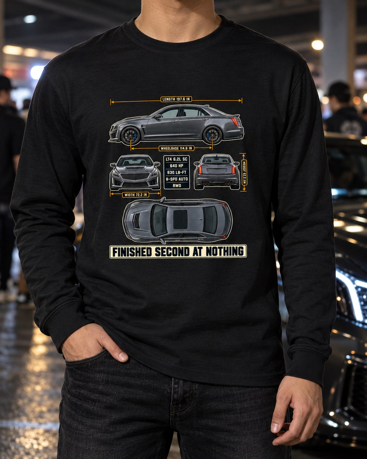 2016-19 Cadillac CTS-V Dimension Dossier Blueprint Shirt Long Sleeve Black worn hero