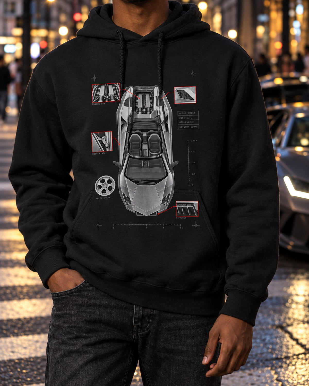 Lamborghini Murcielago LP640 Roadster Spec Plan Shirt, 4,099 Built Pull Over Hoodie Black worn hero