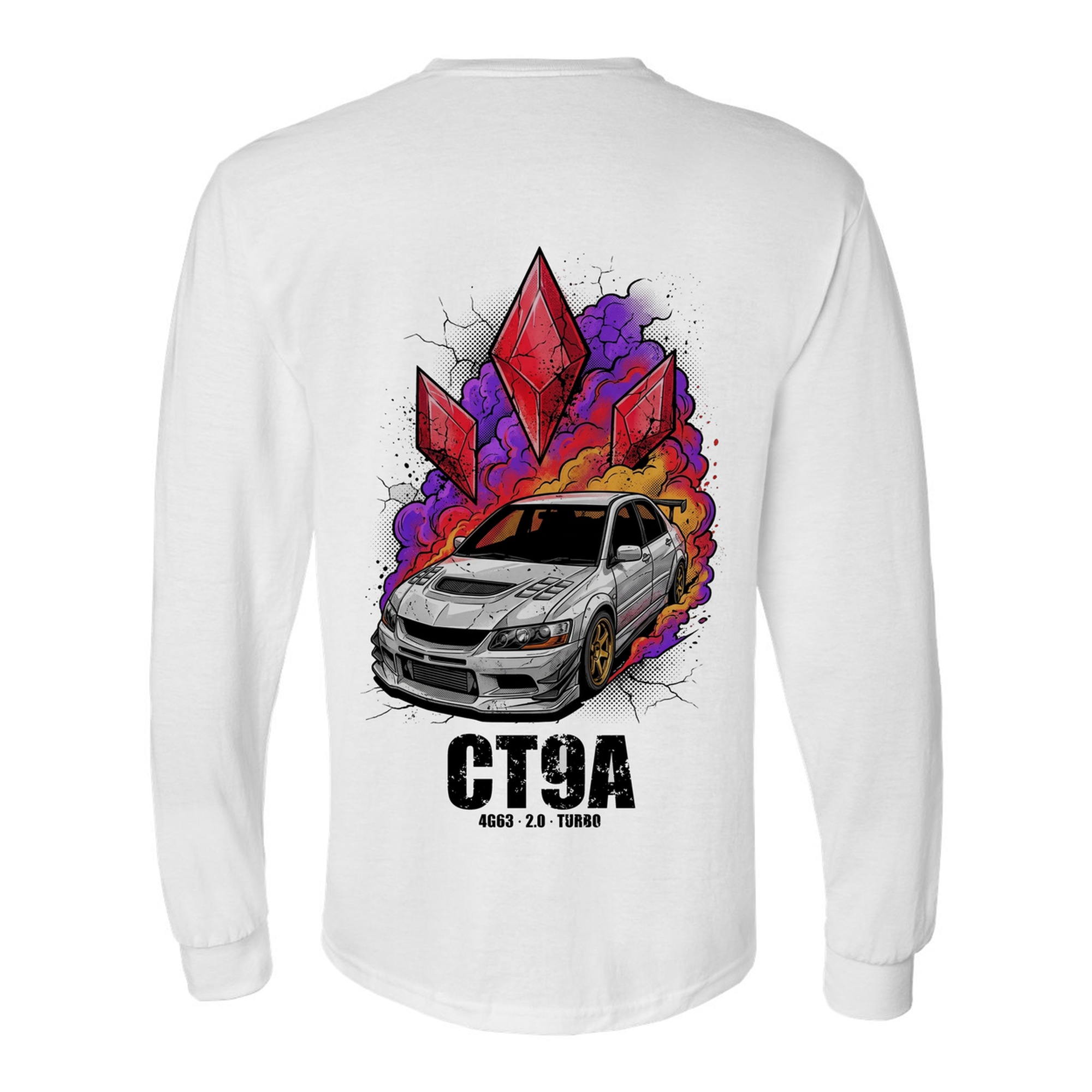Mitsubishi Lancer Evolution IX Diamonds Long Sleeve T-Shirt — White back