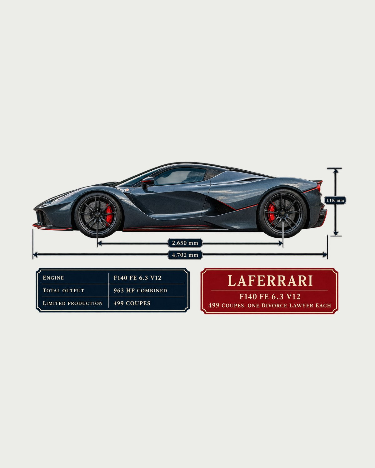 Ferrari LaFerrari F140 FE V12 Dimension Blueprint Shirt design only