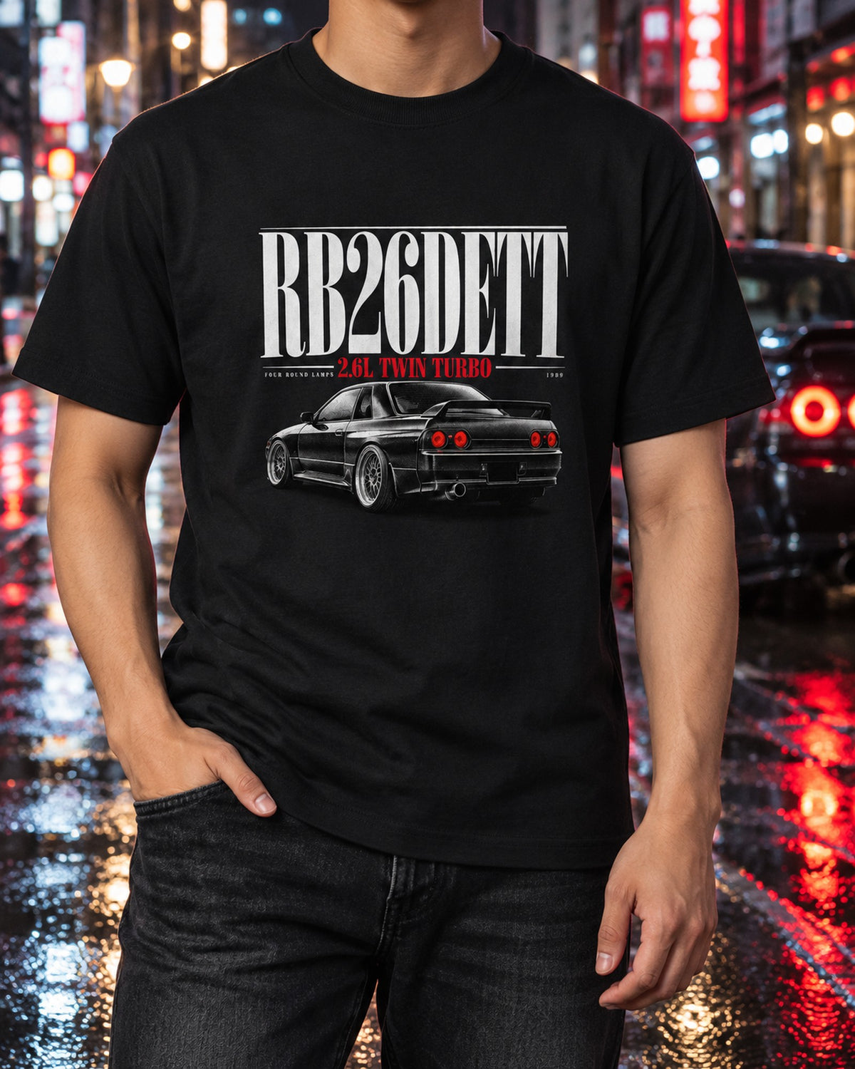 Nissan Skyline GT-R R32 BNR32 RB26DETT Editorial Tee T-Shirt Black worn hero