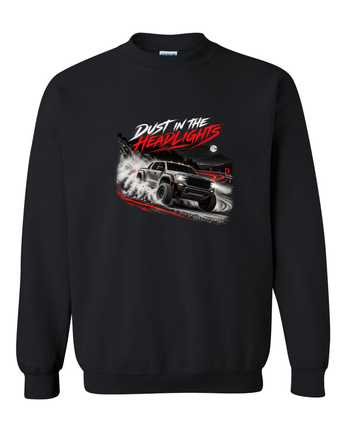 Ford Ranger Raptor 2024 P703 dust night print with Redback, 3.0 TT and 405 HP black crewneck front view with the design