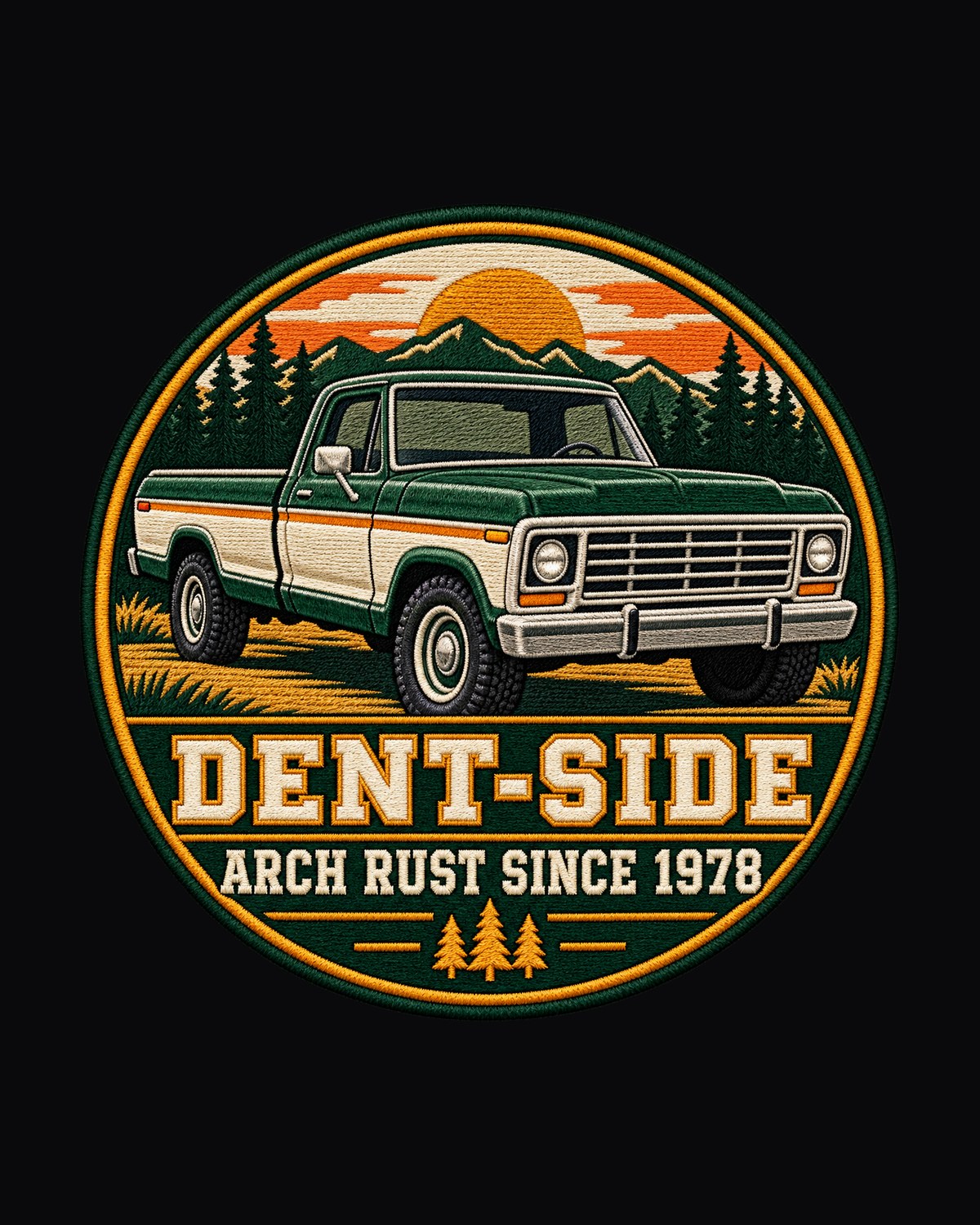 Dent-Side Ford F-150 1973-79 Varsity Crest Graphic Tee design only