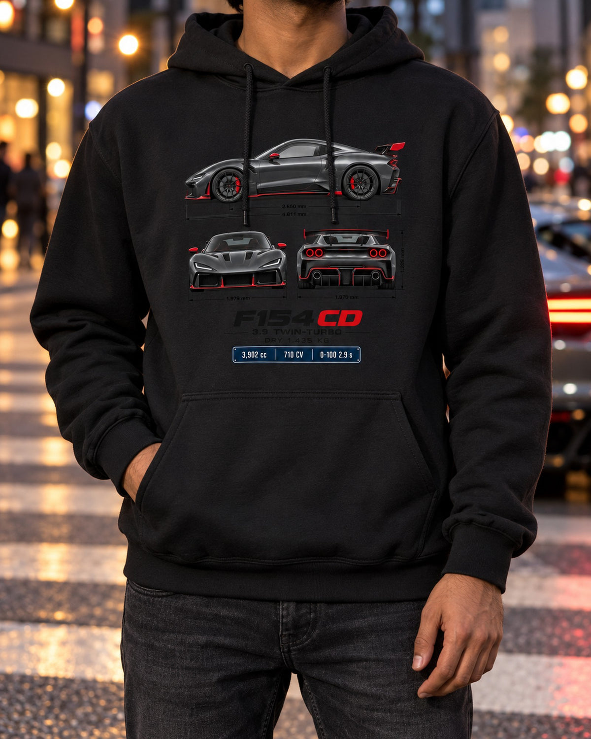 Ferrari F8 Tributo F154 CD Three-View Spec Shirt Pull Over Hoodie Black worn hero