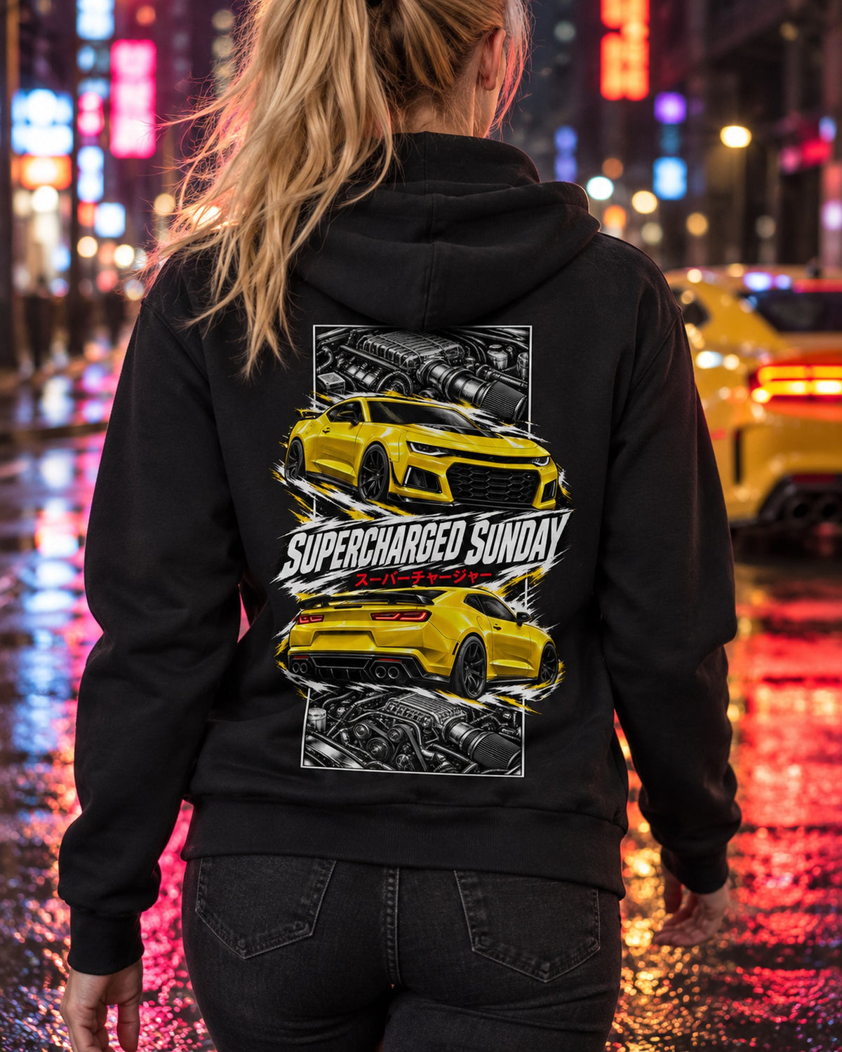 Chevy Camaro ZL1 Torn Poster Full-Back Graphic Tee Zip Hoodie Black worn hero