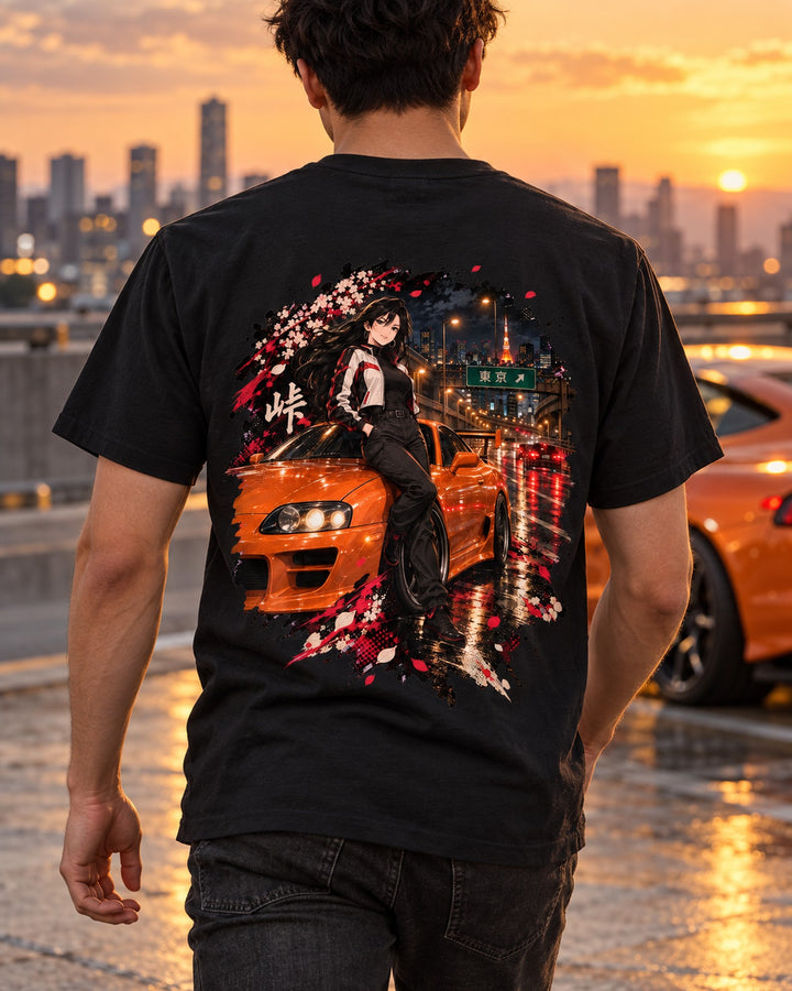 Toyota Supra A80 Anime Girl Shirt, Hoodie & More T-Shirt Black worn hero