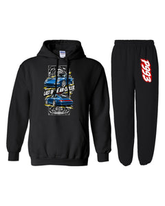 P993 Torn Poster Hoodie + Jogger Set black hoodie and sweatpants