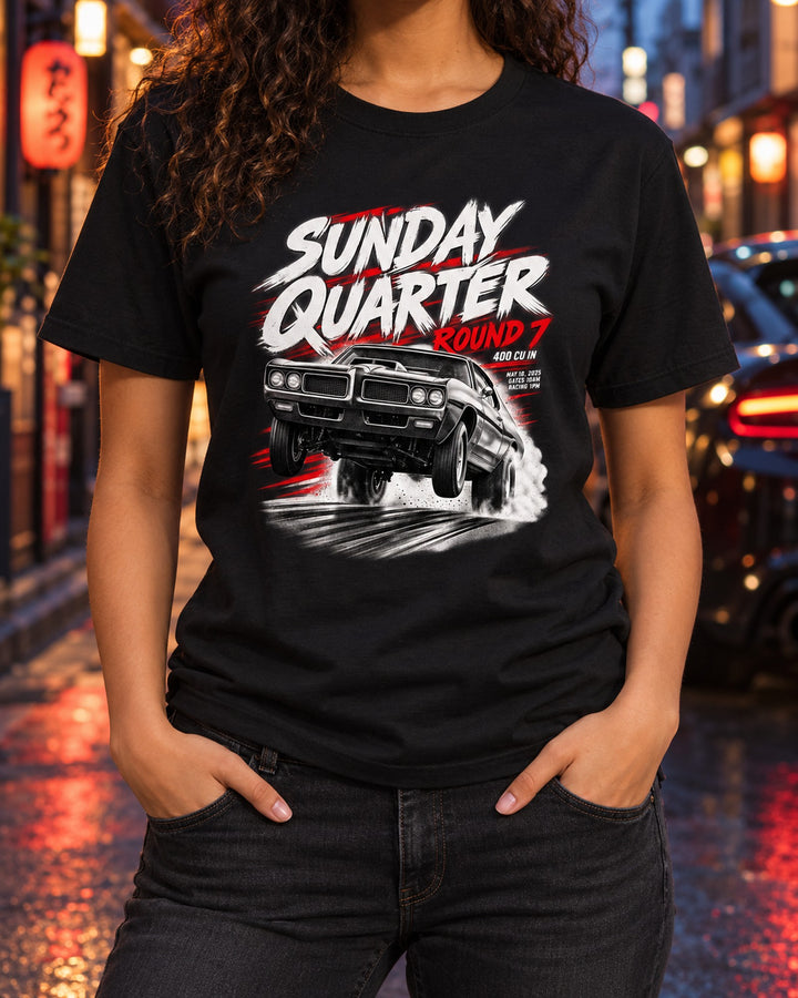 Pontiac GTO 1969 Sunday Quarter Race Poster Shirt, 400 CU IN T-Shirt Black worn hero