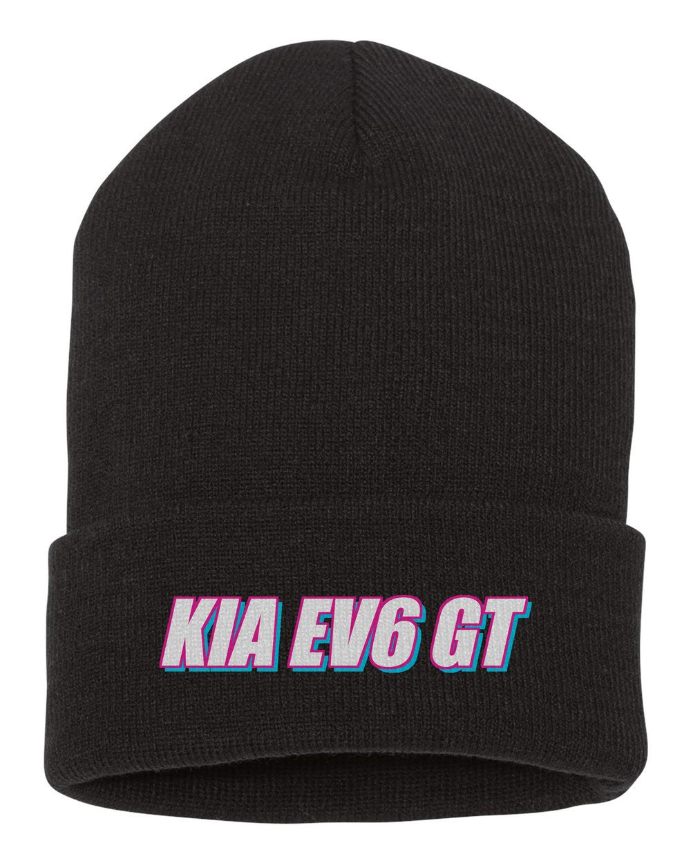 Kia Ev6 Gt black beanie front view with car name