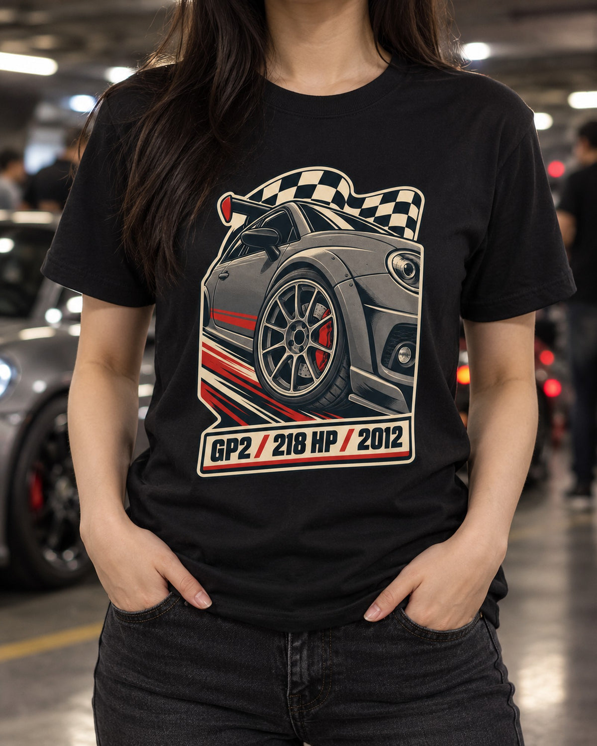 Mini Cooper GP2 R56 Vintage Race Poster Shirt, 218 HP T-Shirt Black worn hero