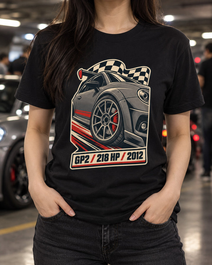 Mini Cooper GP2 R56 Vintage Race Poster Shirt, 218 HP T-Shirt Black worn hero