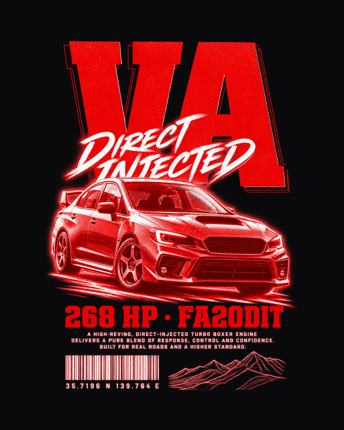 Subaru WRX VA Direct Injected FA20DIT Street Poster Shirt design only