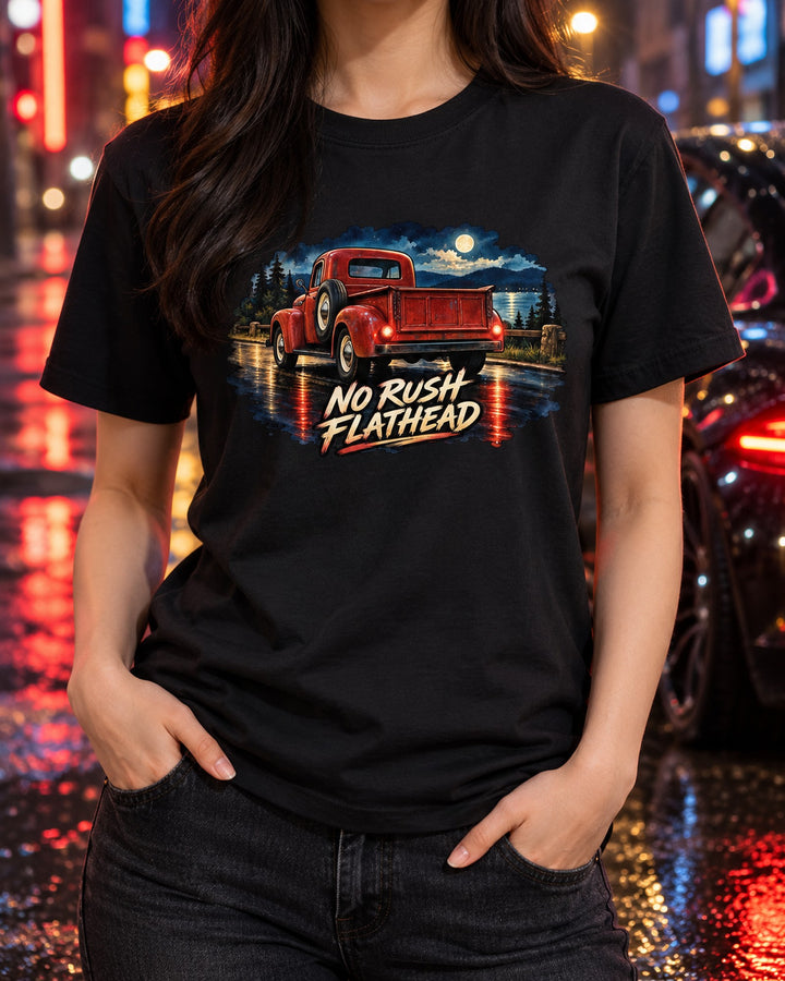 Old Red Dodge Power Wagon WM300 Wet Road Watercolour Tee T-Shirt Black worn hero