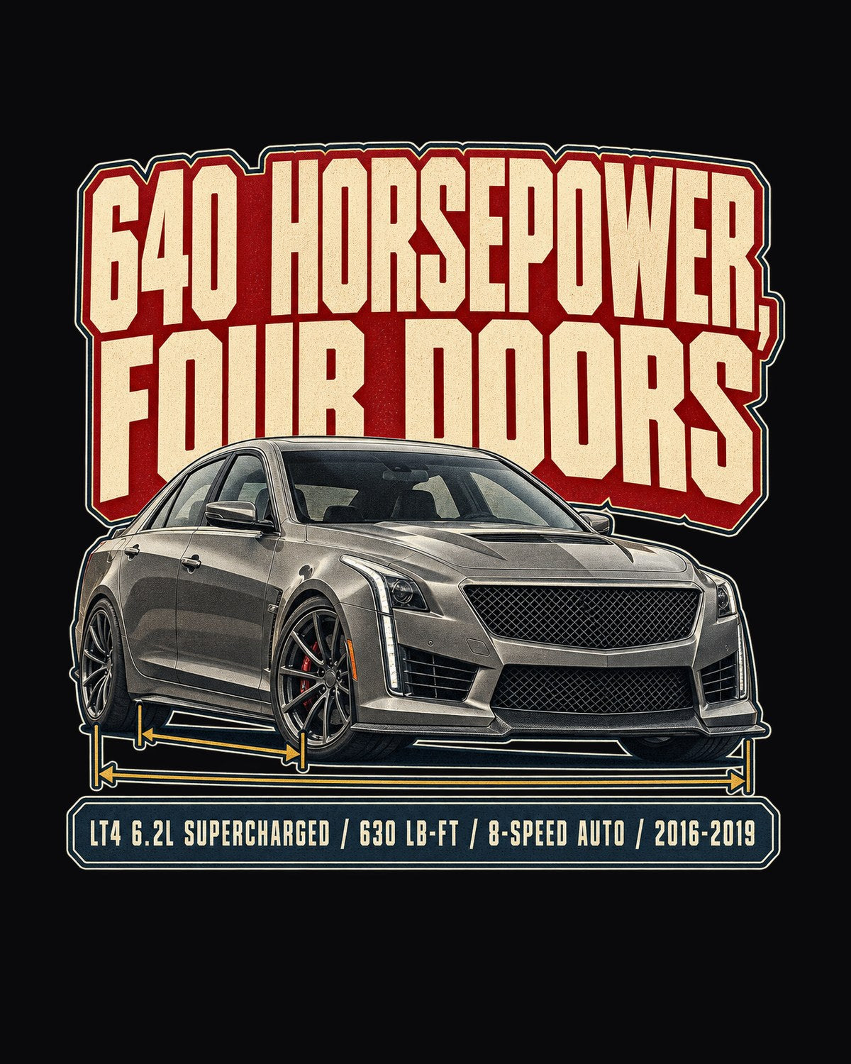 Third-Gen Cadillac CTS-V Editorial Headline Shirt, 2016-19 design only