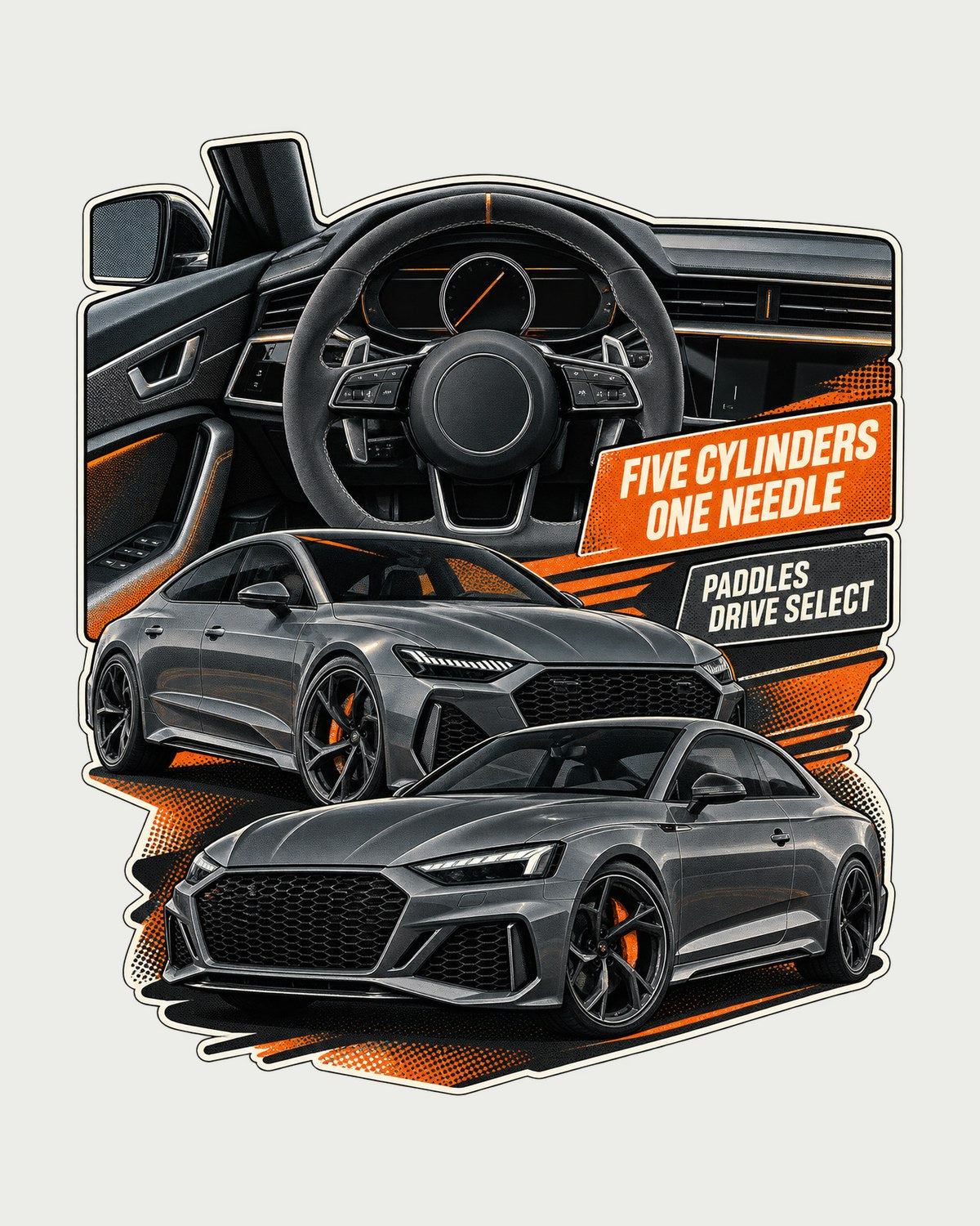 Audi RS3 8Y Cockpit Gauge Shirt, Five Cylinders One Needle design only