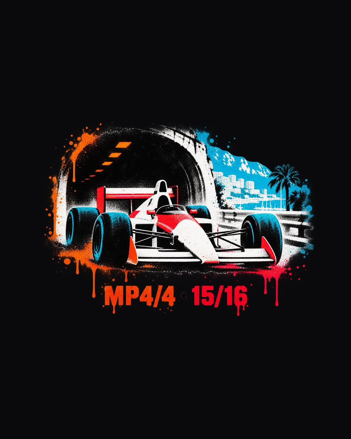 McLaren MP4/4 Stencil Street Art Tee, 15 of 16 Wins design only