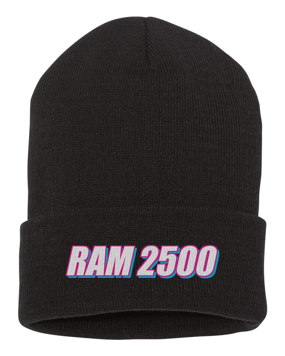 Ram 2500 black beanie front view with car name