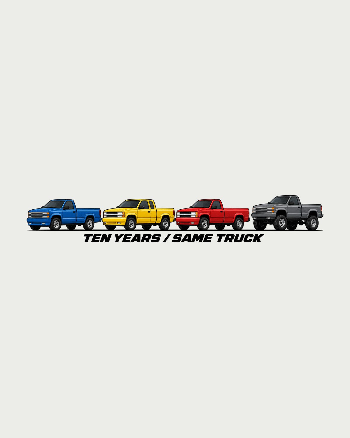 Chevrolet GMT400 OBS Generation Lineup Shirt, C1500 K1500 1988-98 design only
