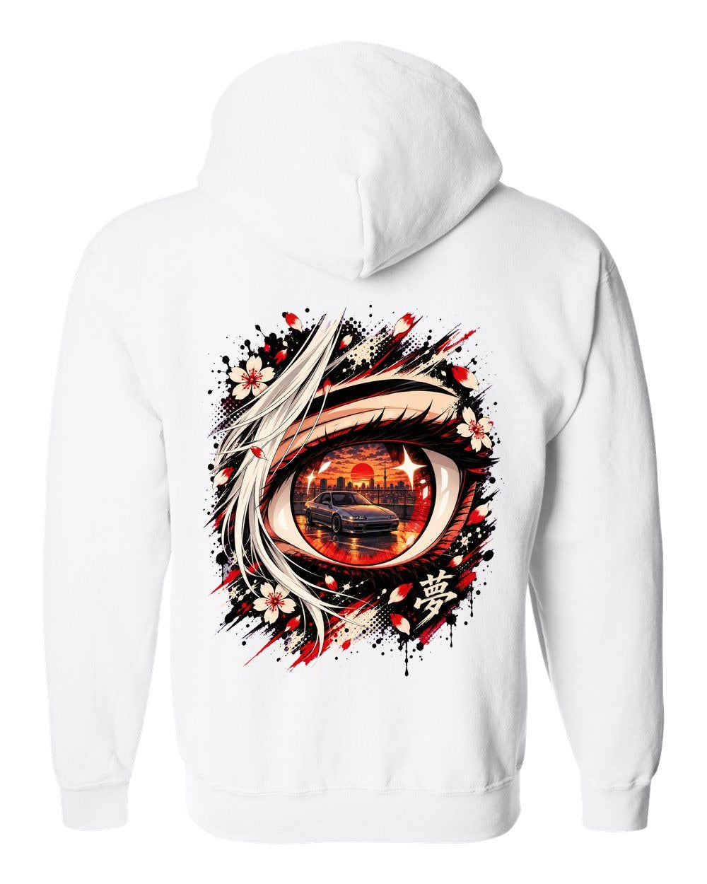 Honda Prelude BB Anime Girl Zip Hoodie White back