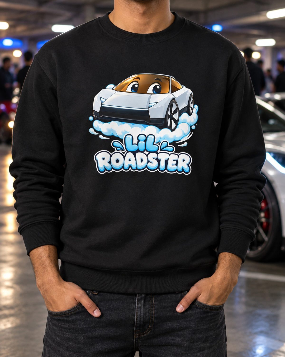 Lil Roadster Kids Shirt, Onesie & More Crewneck Black worn hero