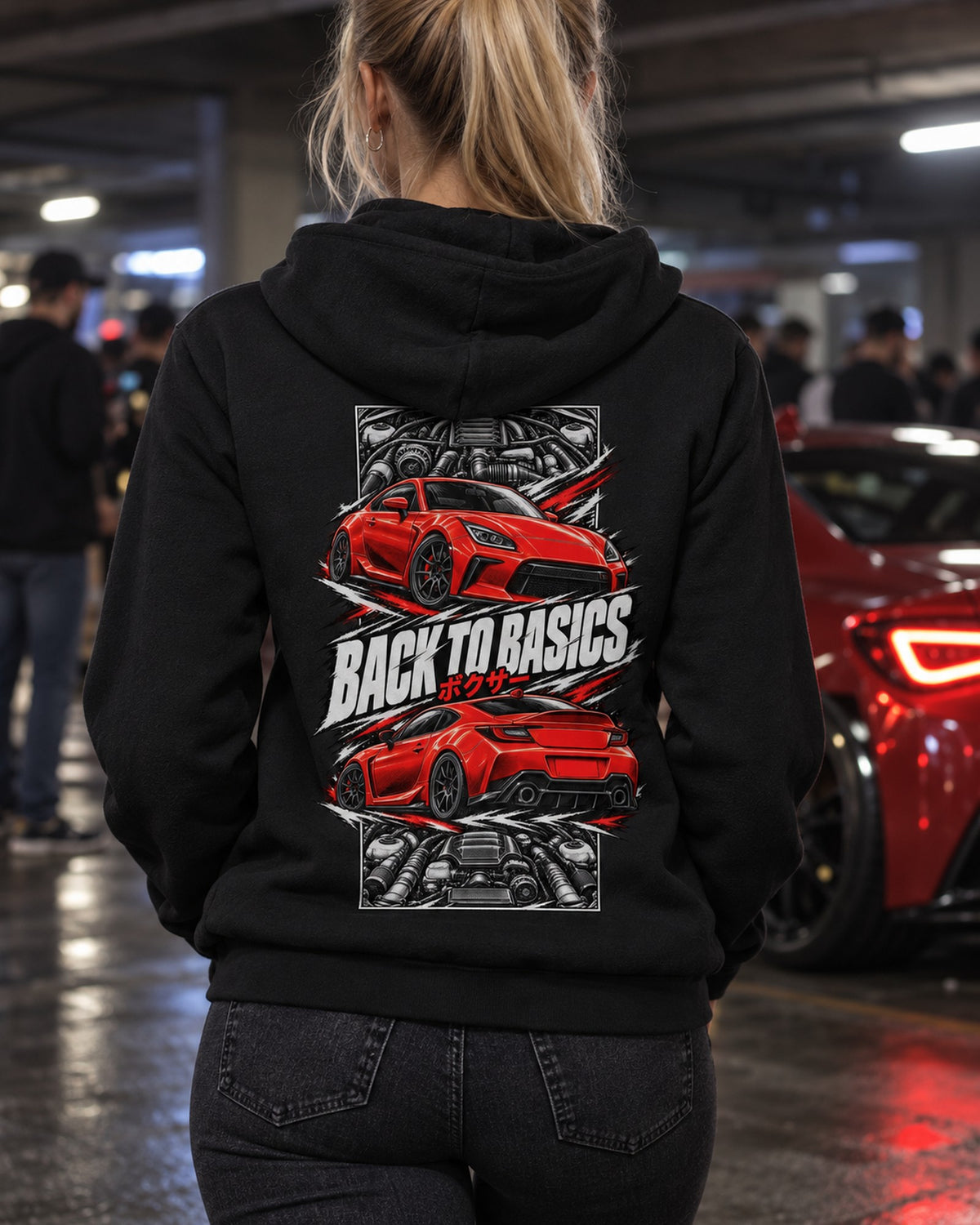 Toyota Gr86 Torn Poster Full-Back Graphic Tee Zip Hoodie Black worn hero