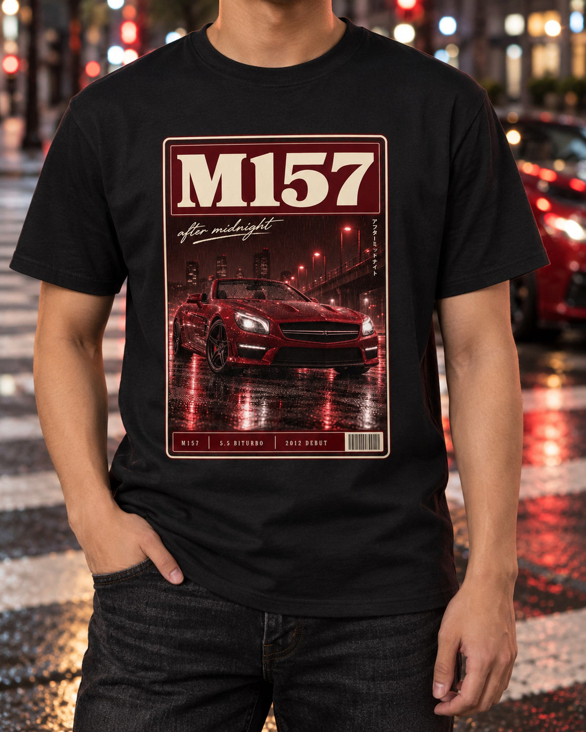 Mercedes-Benz SL63 R231 M157 Night Run Shirt, Red Mono T-Shirt Black worn hero