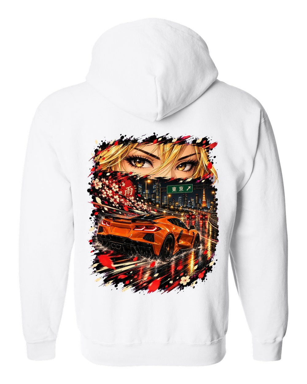 Chevrolet Corvette C8 Z06 Anime Girl Zip Hoodie White back