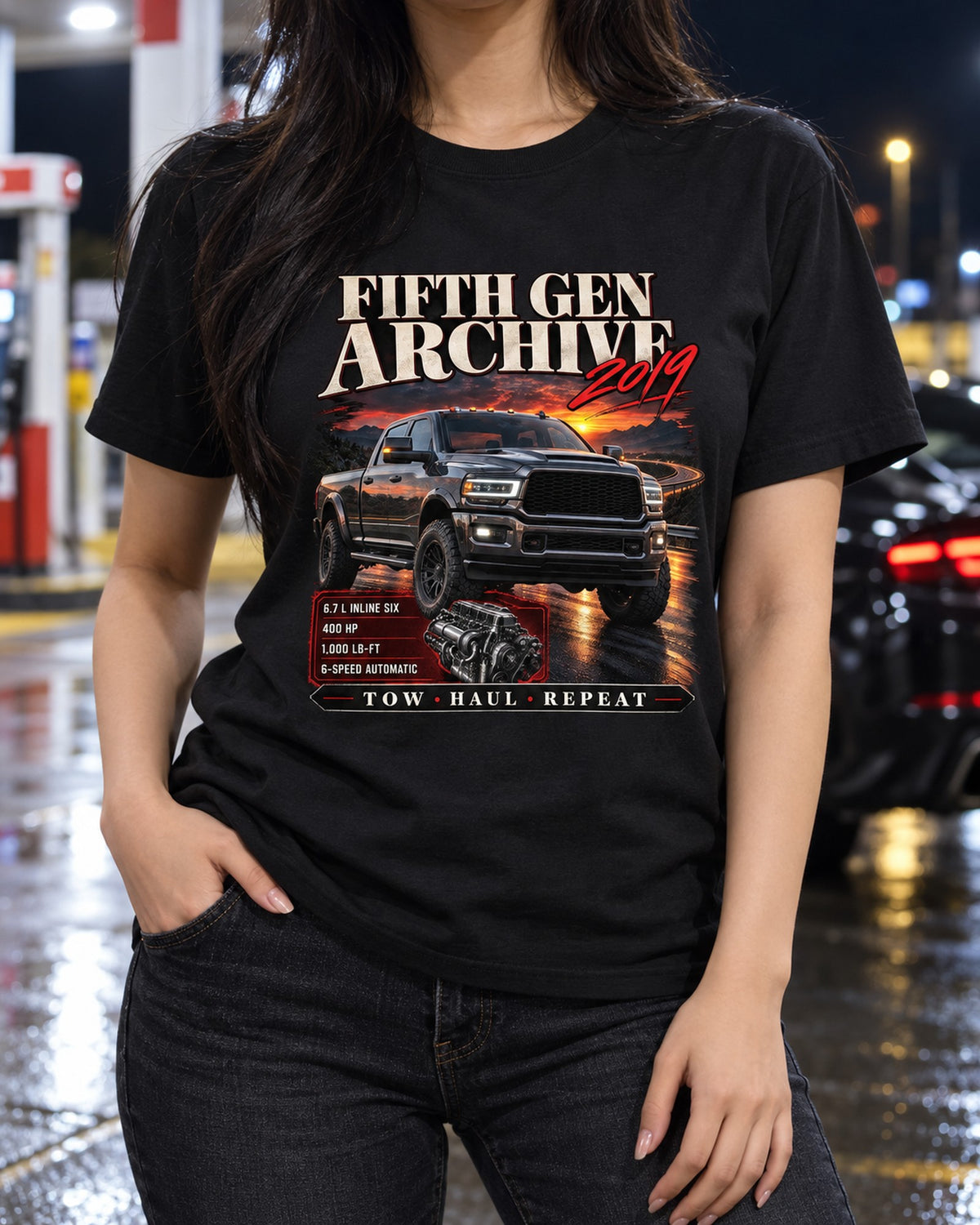 Ram 2500 HD 6.7 High Output Fifth Gen Archive Shirt, 2019-2024 T-Shirt Black worn hero