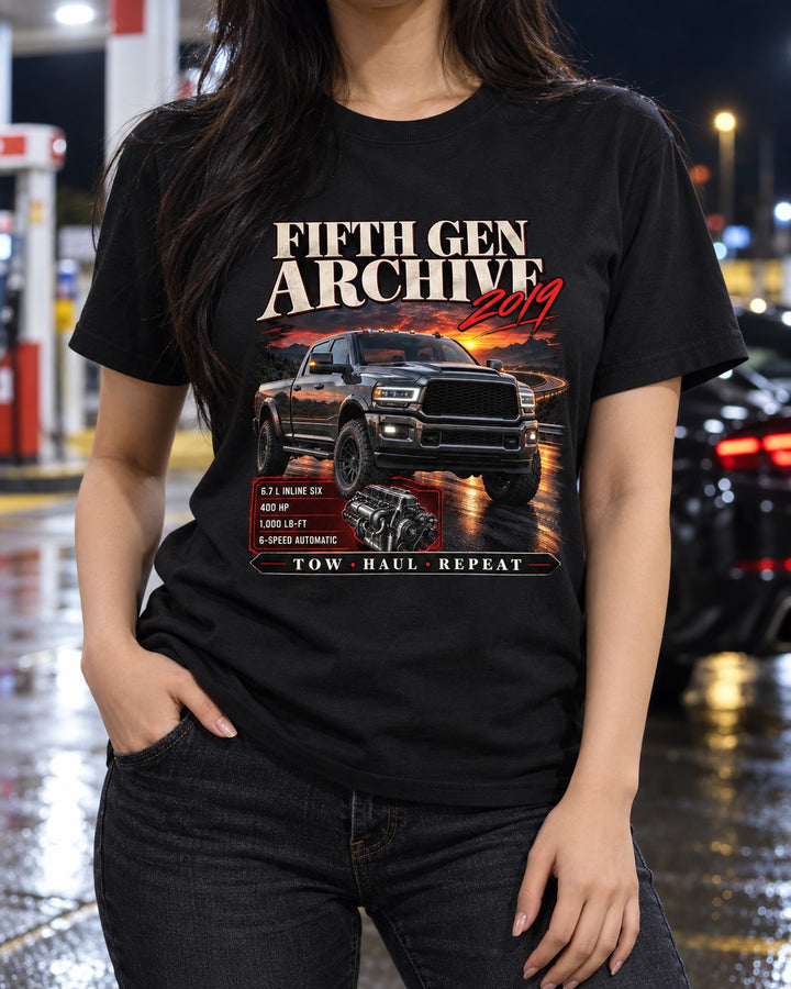 Ram 2500 HD 6.7 High Output Fifth Gen Archive Shirt, 2019-2024 T-Shirt Black worn hero